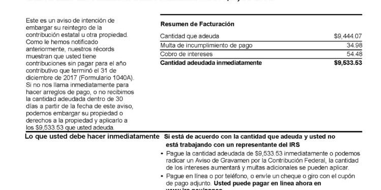 El Gobierno retendrá los sueldos de quienes no respondan a avisos del IRS por deudas tributarias